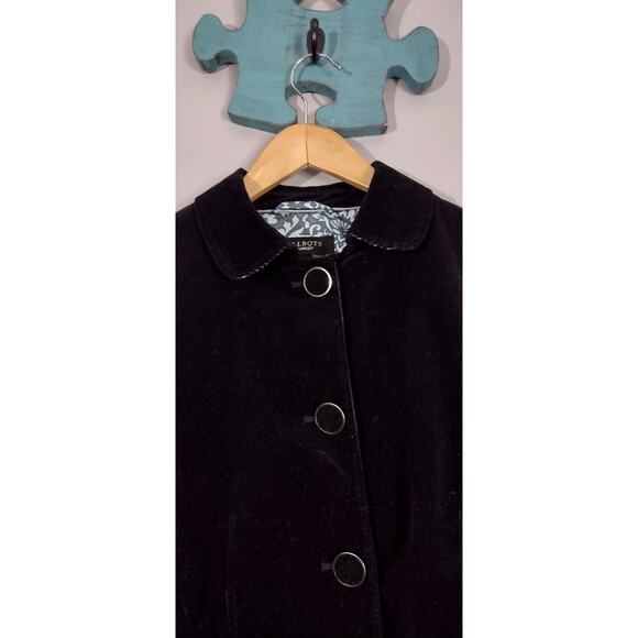 Talbots Dark Black Lined Corduroy Jacket 10 Classic Office Whimsygoth - Picture 4 of 16